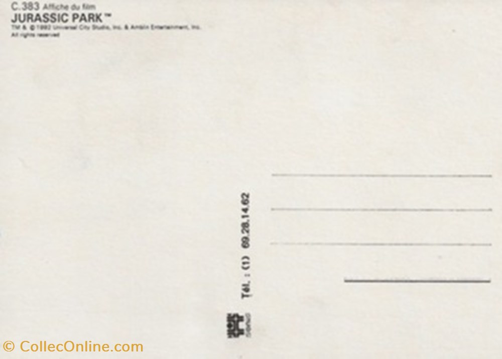 Jurassic park cartes postales autres jurassic park