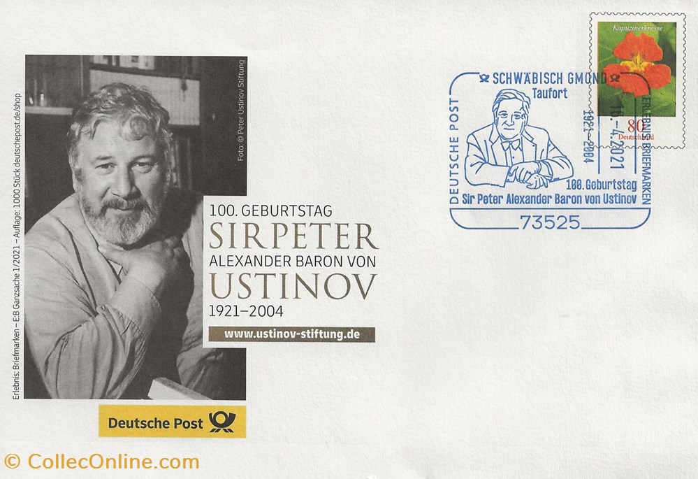 Schwäbisch Gmond (Italie) 2021 Hommage Peter ustinov timbres schwabisch gmond italie 2021 hommage peter ustinov