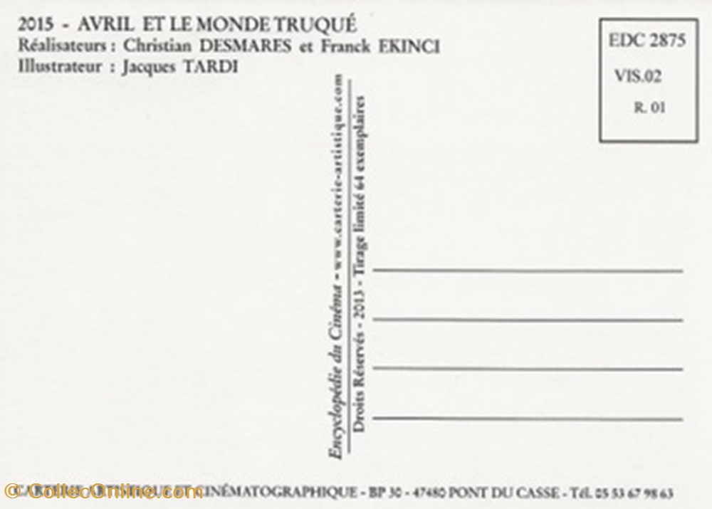Avril et le monde truqué cartes postales autres avril et le monde truque