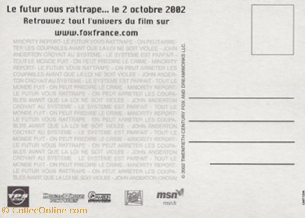 Minority report cartes postales autres minority report