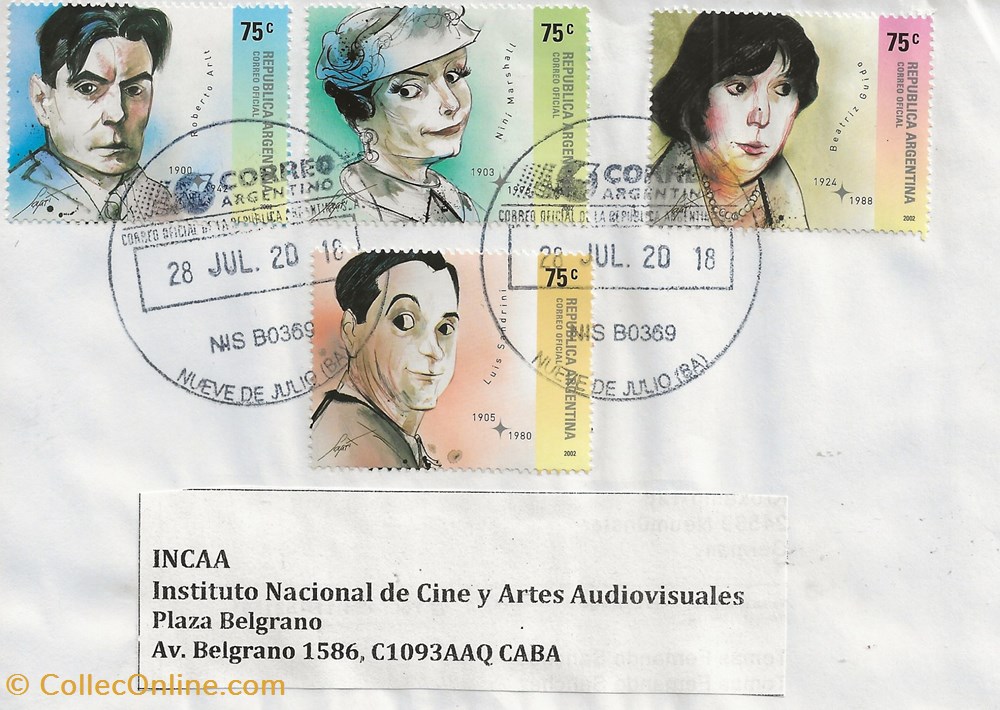 ZZZ Lettre (Argentine) 2002 Personnalités ayant œuvrées pour le cinéma timbres zzz lettre argentine 2002 personnalites ayant uvrees pour le cinema