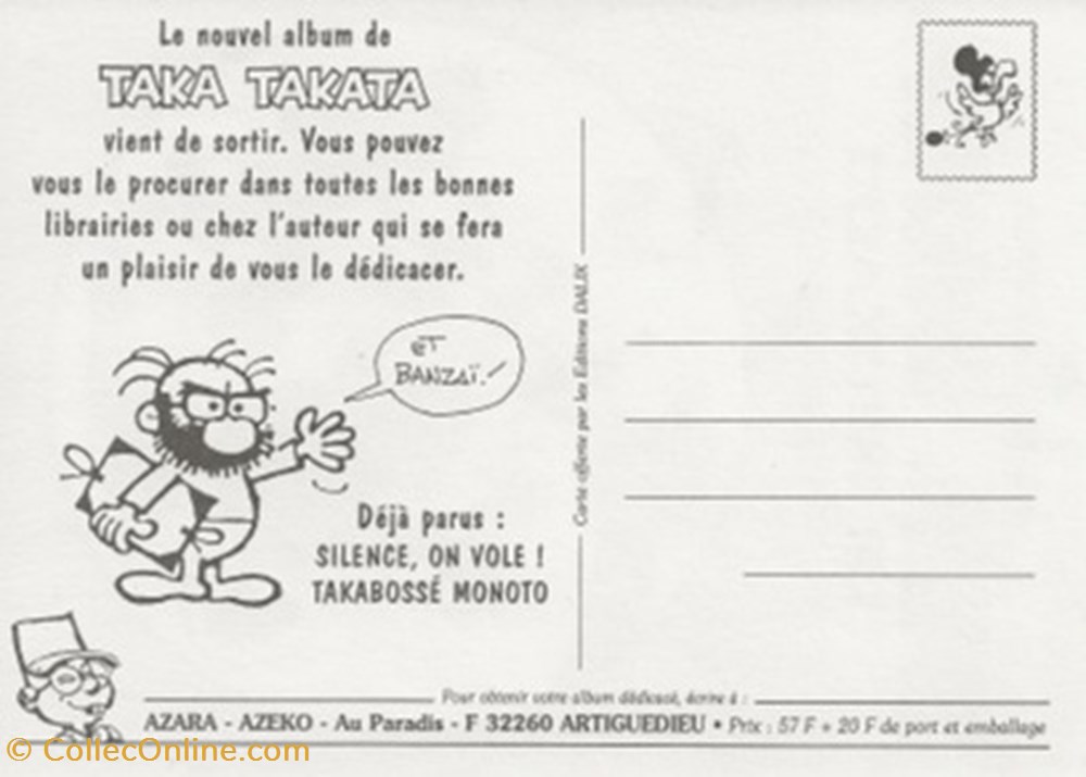 cartes postales bande dessinee taka takata
