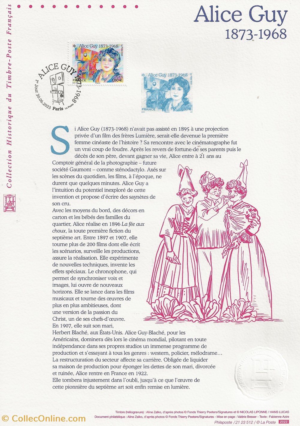 ZZZ 2023 Document philatélique Alice Guy timbres zzz 2023 document philatelique alice guy