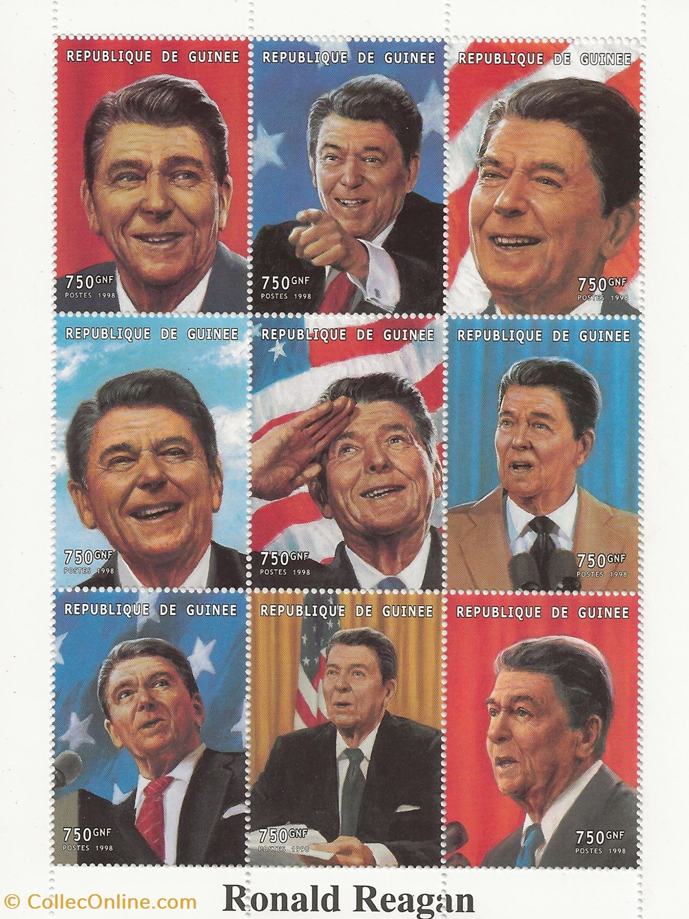 ZZZ Blocs (Guinée) 1998 Ronald Reagan timbres zzz blocs guinee 1998 ronald reagan