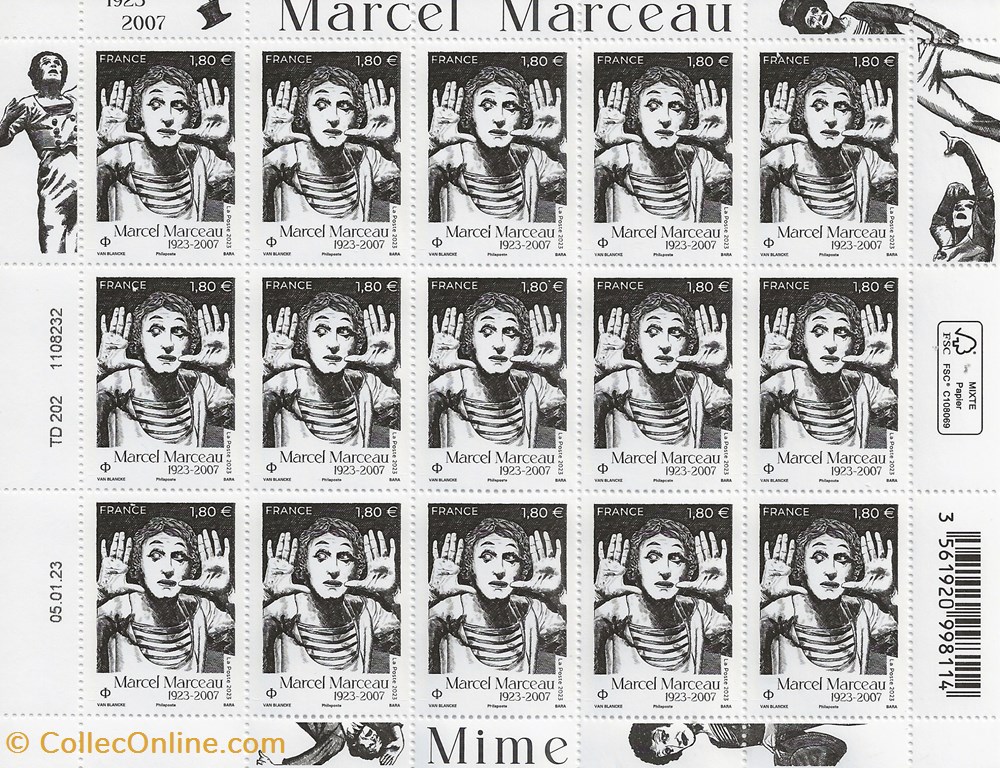 ZZZ 2023 Feuillet Marcel Marceau timbres zzz 2023 feuillet marcel marceau