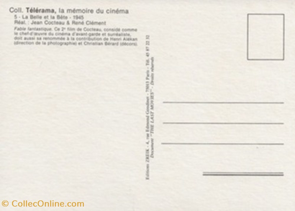 La belle et la bête cartes postales autres la belle et la bete