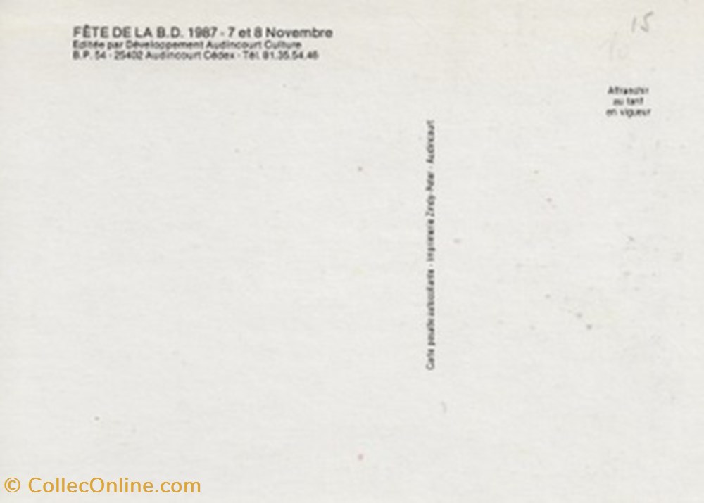 cartes postales bande dessinee audincourt 25 1987
