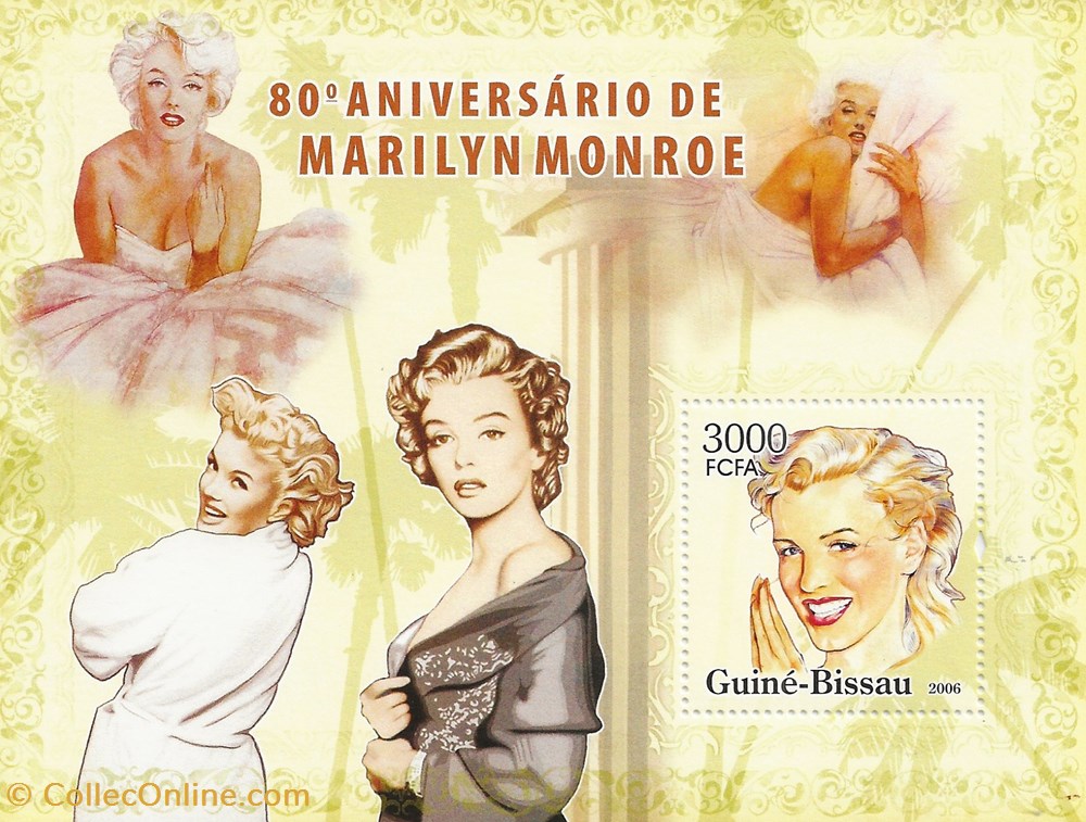 ZZZ Bloc (Guinée Bissau) 2006 Marilyn Monroe timbres zzz bloc guinee bissau 2006 marilyn monroe