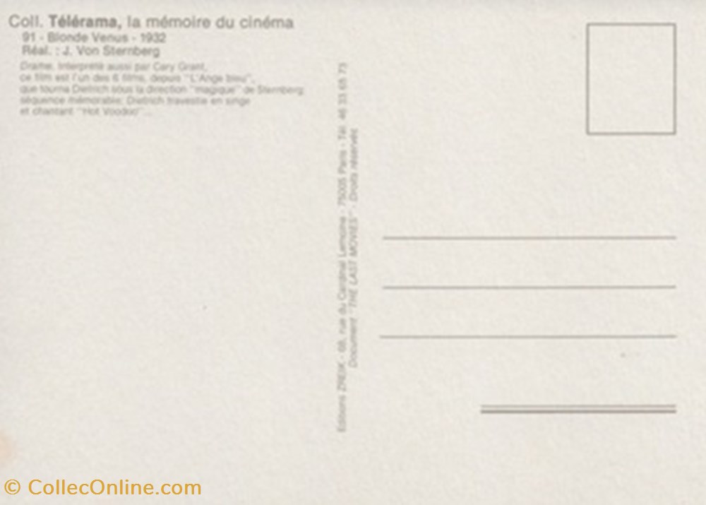 Blonde venus cartes postales autres blonde venus