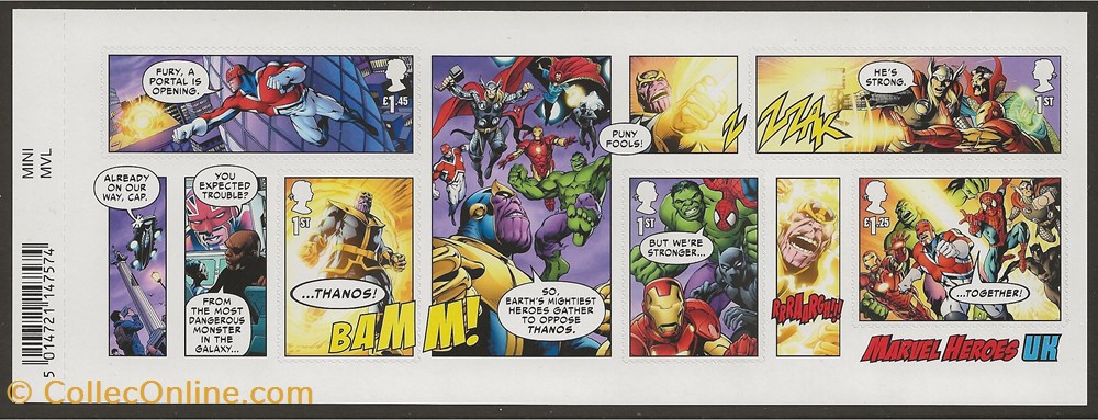 timbres zzz grande bretagne 2019 bloc marvel