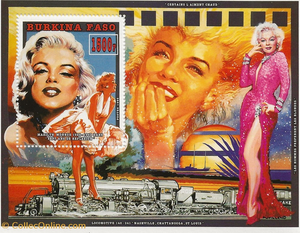 ZZZ Bloc (Burkina Faso) 1998 Marilyn Monroe timbres zzz bloc burkina faso 1998 marilyn monroe