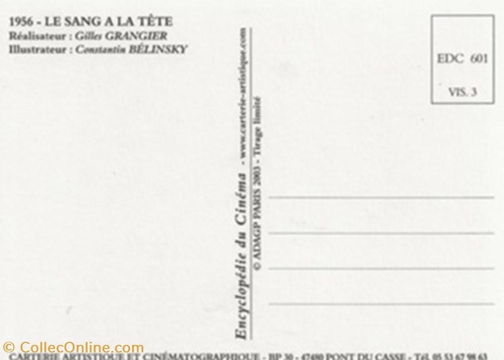 cartes postales autres le sang a la tete