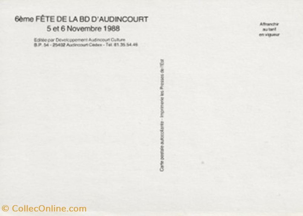 cartes postales bande dessinee audincourt 25 1988