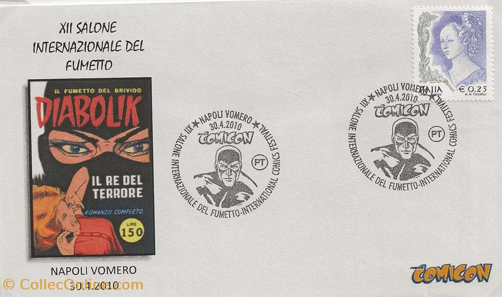 Napoli (Italie) 2010 XII Salone internazionale del fumetto - Comicon - Diabolik timbres napoli italie 2010 xii salone internazionale del fumetto comicon diabolik