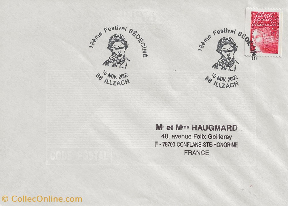 Illzach (68) 2002 Bédéciné 3 timbres illzach 68 2002 bedecine