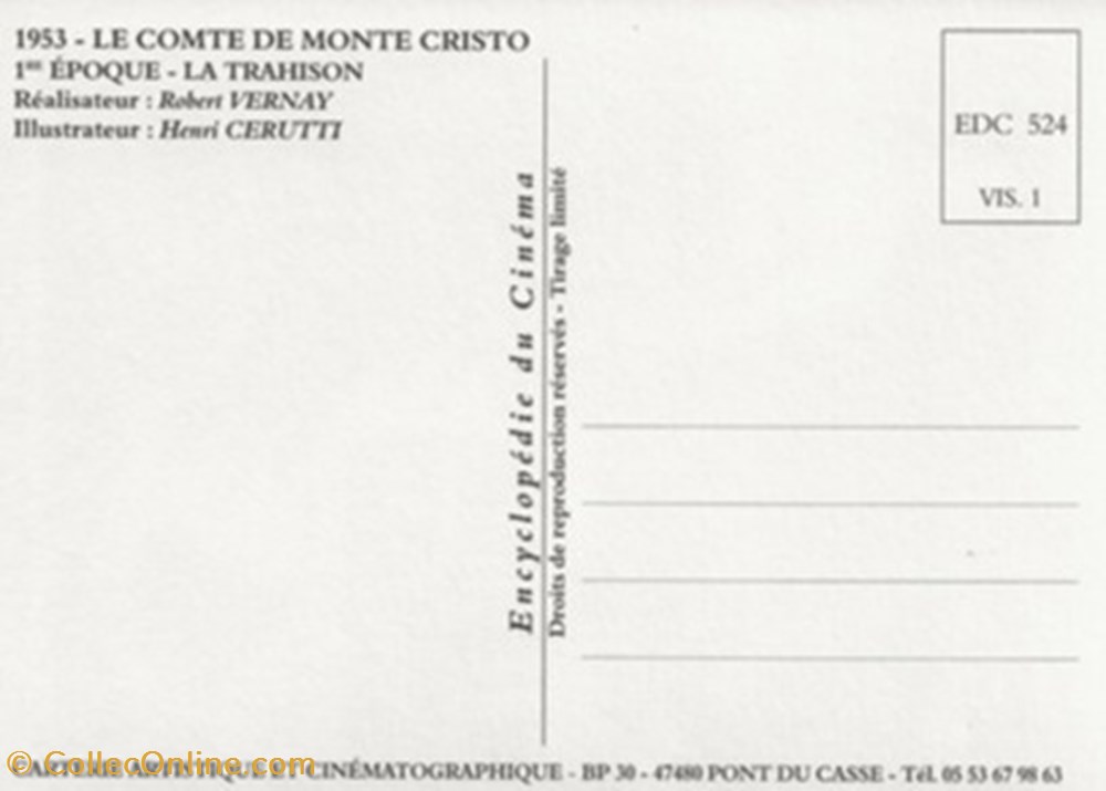 Le comte de Monte Cristo cartes postales autres le comte de monte cristo
