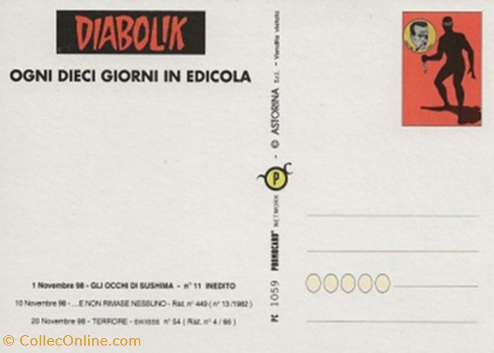 Diabolik cartes postales bande dessinee diabolik