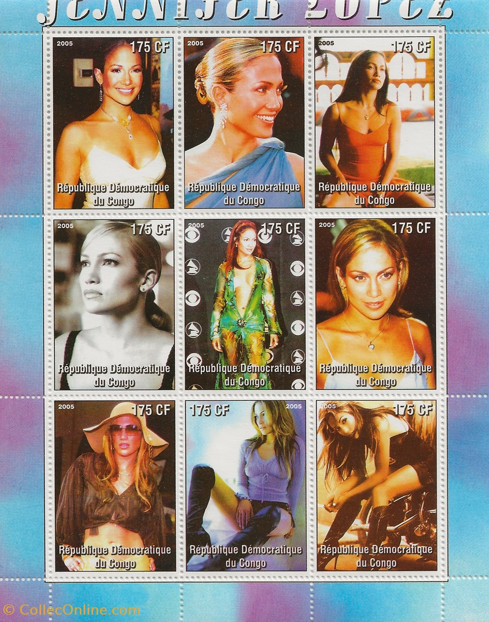 ZZZ Bloc (Congo) 2005 Jennifer Lopez timbres zzz bloc congo 2005 jennifer lopez