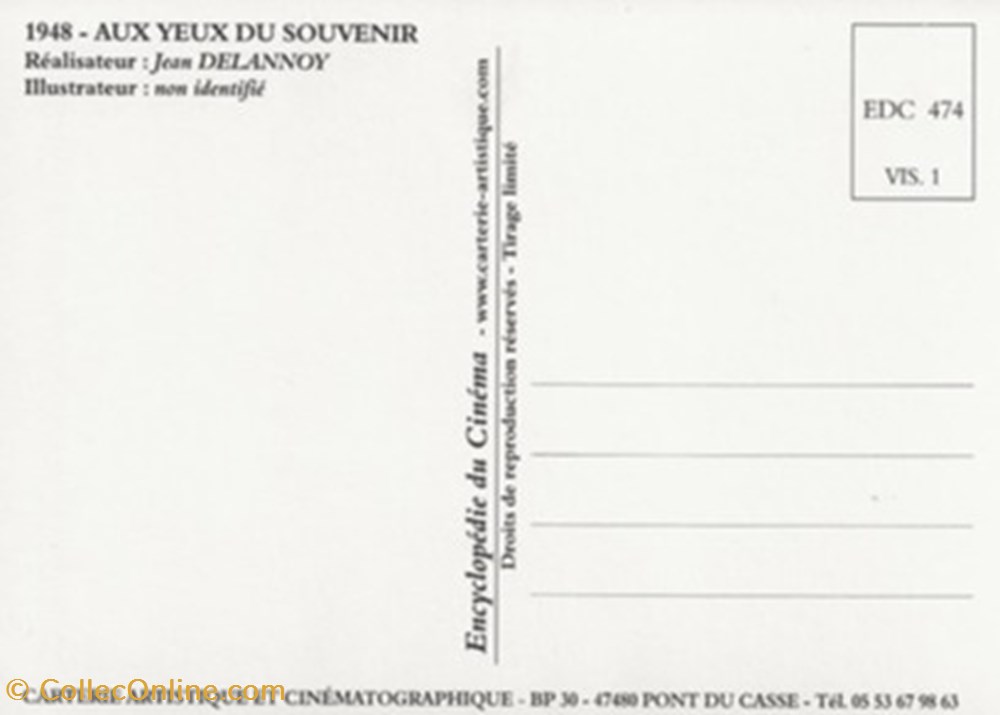 Aux yeux du souvenir 2 cartes postales autres aux yeux du souvenir