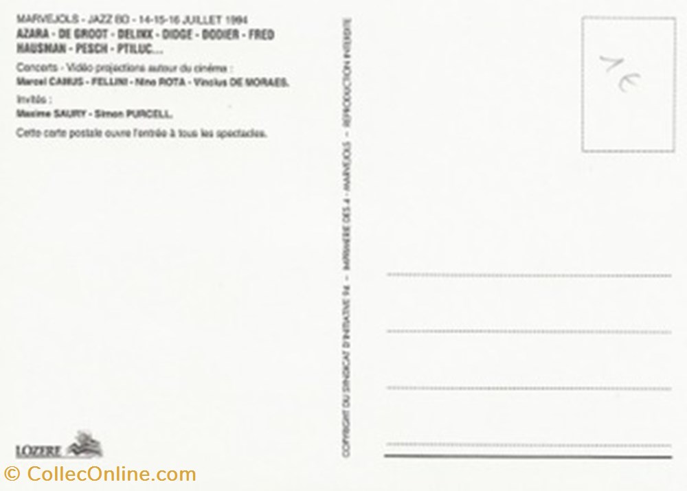 cartes postales bande dessinee marvejols 48 1994