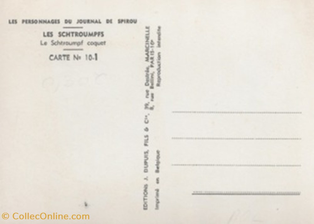 Schtroumpfs cartes postales bande dessinee schtroumpfs