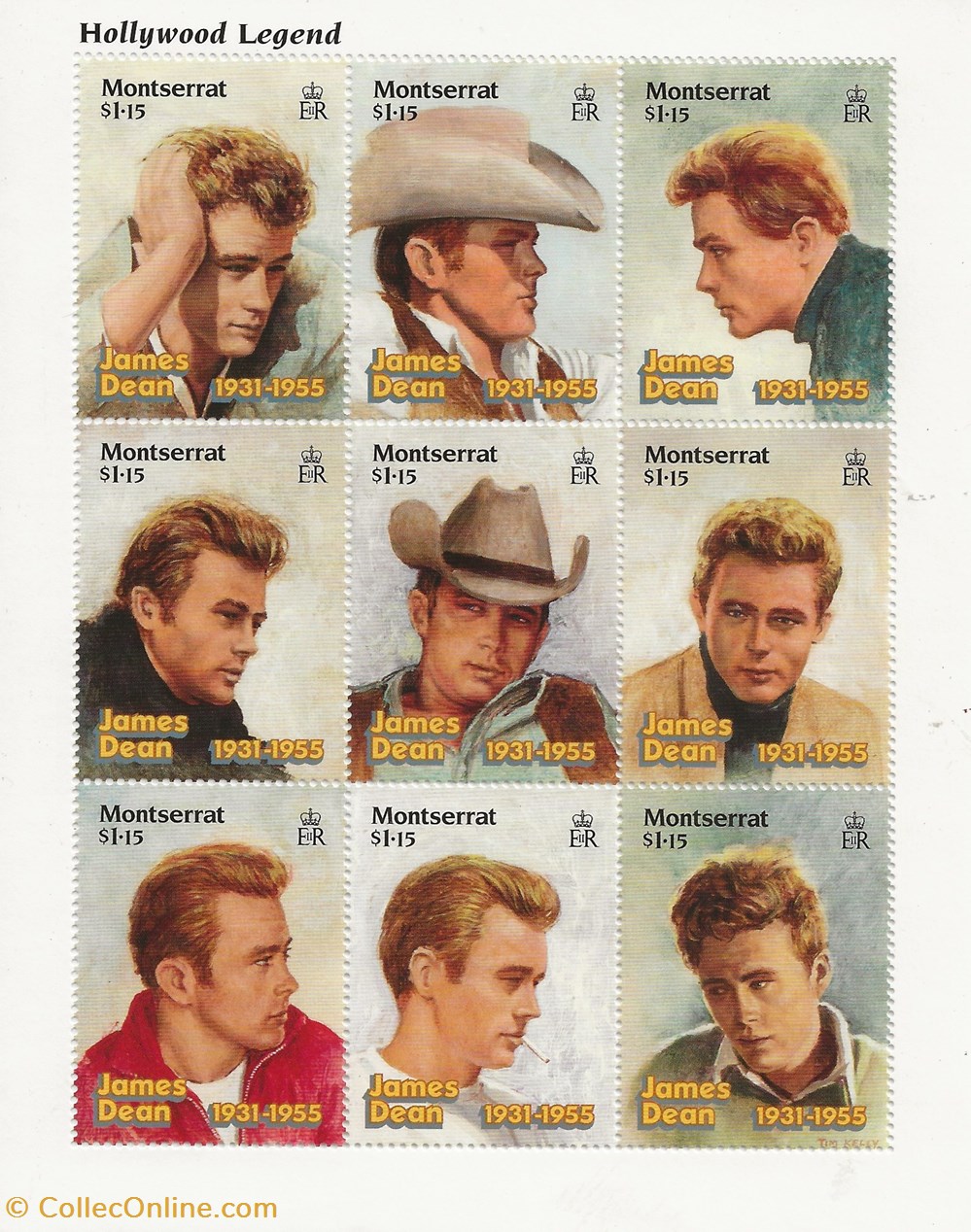 ZZZ Bloc (Montserrat) 1996 James Dean timbres zzz bloc montserrat 1996 james dean