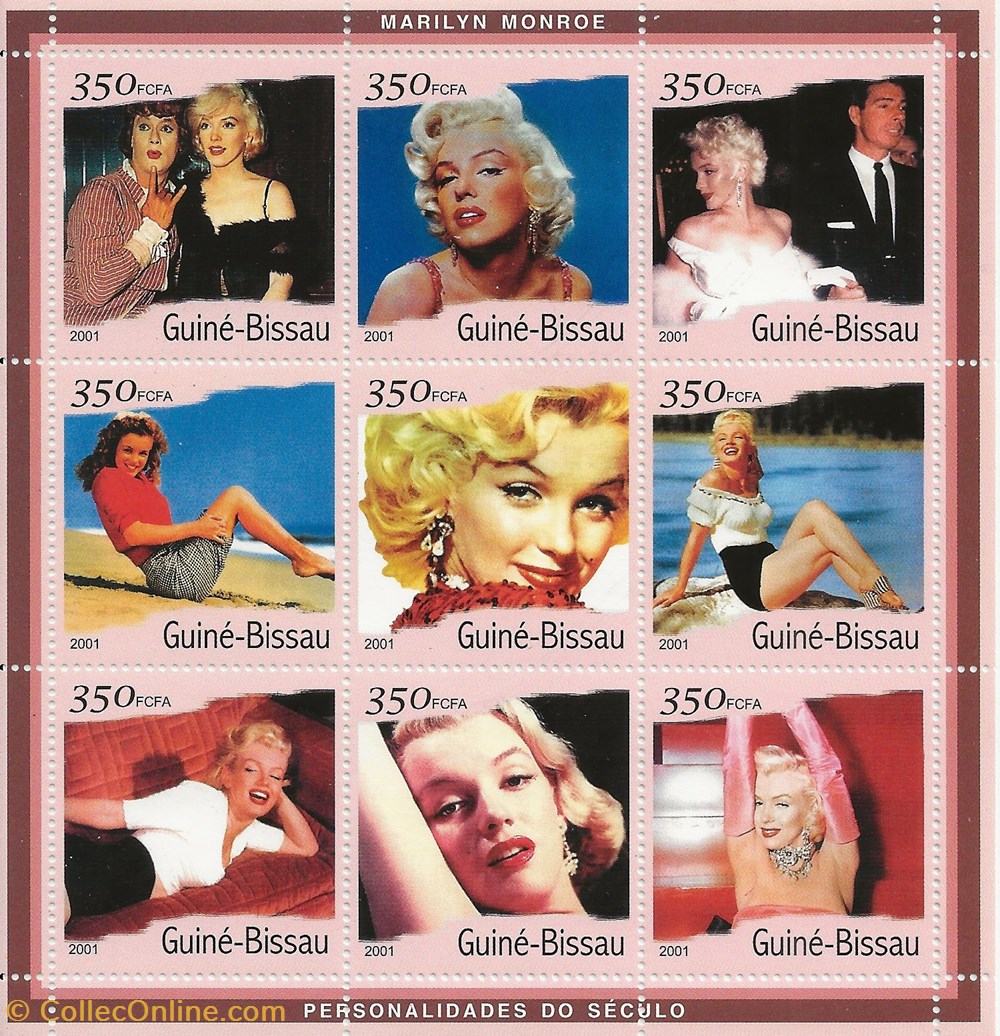 ZZZ Bloc (Guinée Bissau) 2001 Marilyn Monroe 5 timbres zzz bloc guinee bissau 2001 marilyn monroe
