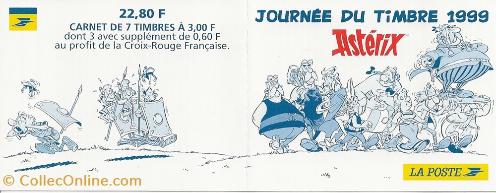 ZZ Couverture du carnet pour la journée du timbre 1999 Astérix timbres zz couverture du carnet pour la journee du timbre 1999 asterix