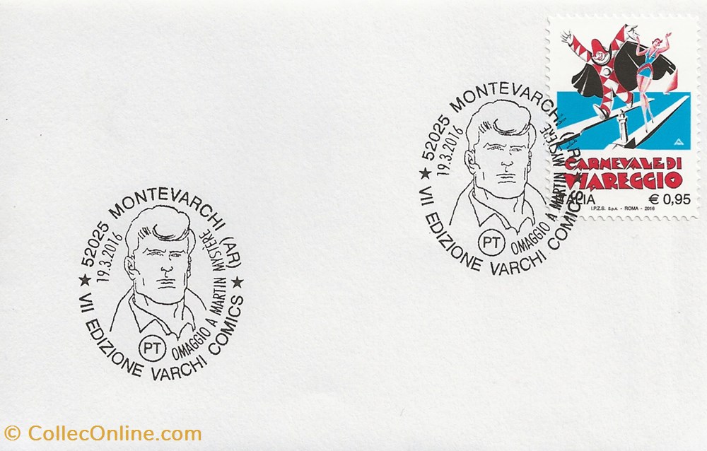 Montevarchi (Italie) 2016 VII Edizione varchi comics - Omaggio a Martin Mystere timbres montevarchi italie 2016 vii edizione varchi comics omaggio a martin mystere