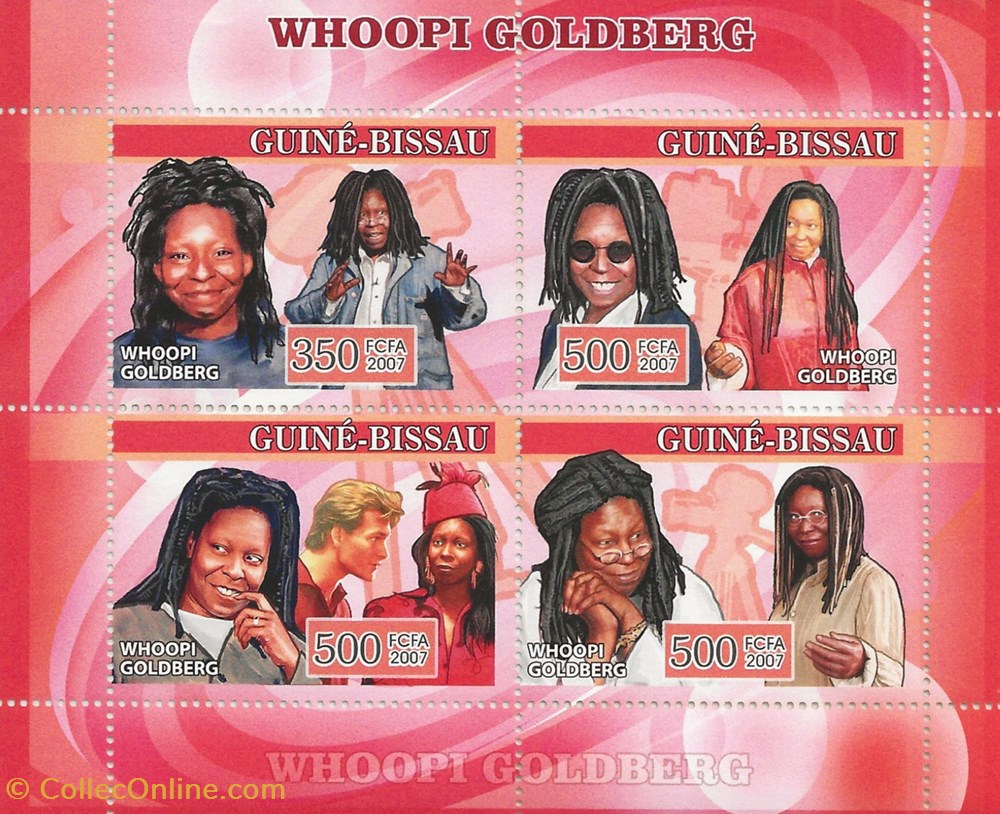 ZZZ Bloc (Guinée Bisau) 2007 Hommage à Whoopi Goldberg timbres zzz bloc guinee bisau 2007 hommage a whoopi goldberg