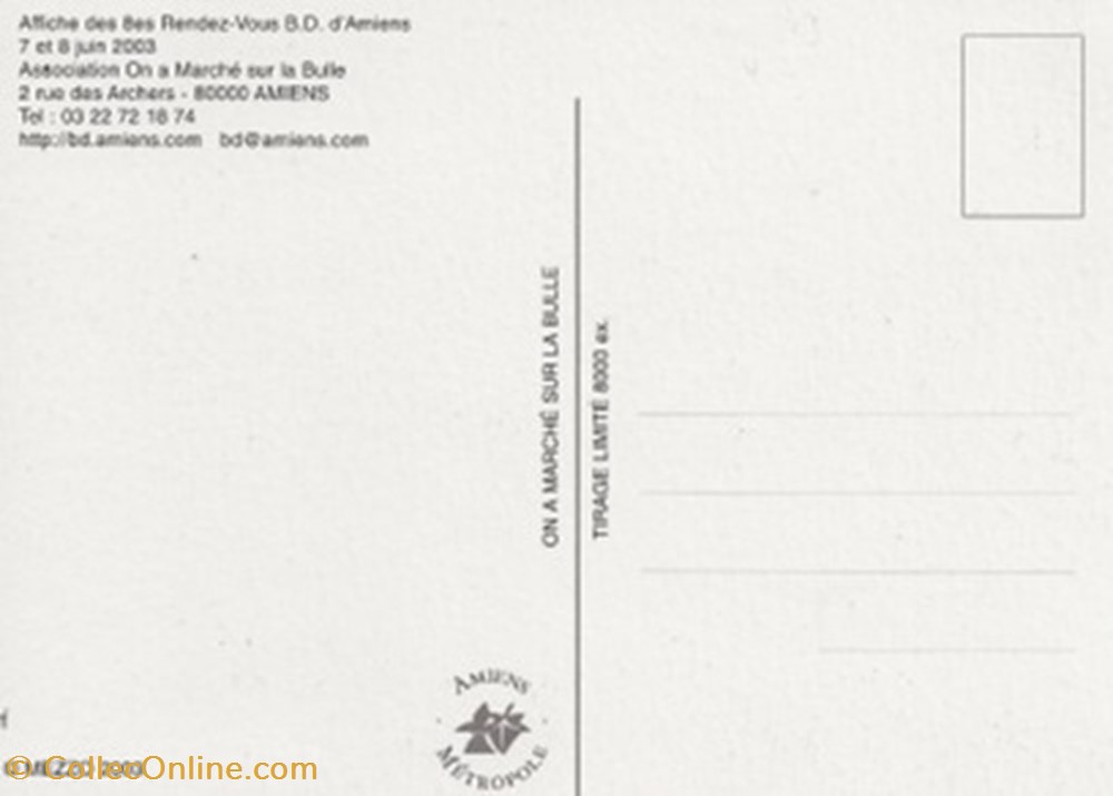 cartes postales bande dessinee amiens 80 2003