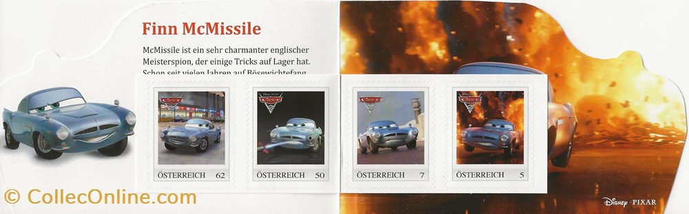 ZZZ Carnet (Autriche) 2011 Cars 2 - Finn McMissiles 2 timbres zzz carnet autriche 2011 cars 2 finn mcmissiles