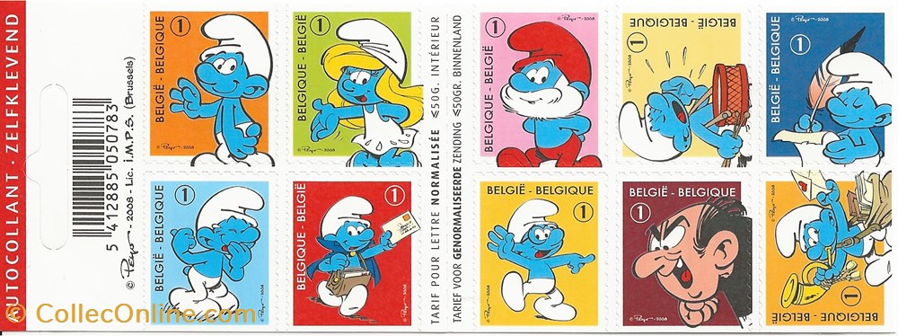ZZZ - Belgique 2008 Carnet - Les schtroumpfs timbres zzz belgique 2008 carnet les schtroumpfs