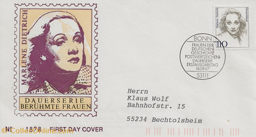 Bonn (Allemagne) 1997 Marlene Dietrich timbres bonn allemagne 1997 marlene dietrich