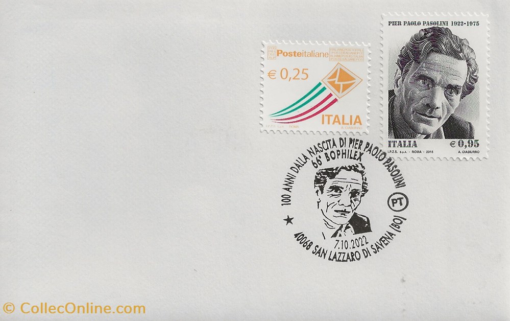 San Lazzaro di Savena (Italie) 2022 100 anni dalla nascita di Pier Paolo Pasolini timbres san lazzaro di savena italie 2022 100 anni dalla nascita di pier paolo pasolini