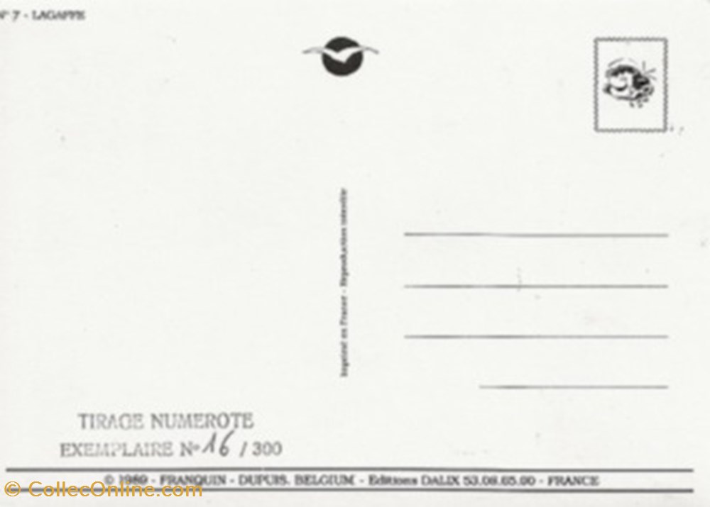 Gaston Lagaffe n°7 cartes postales bande dessinee gaston lagaffe n 7