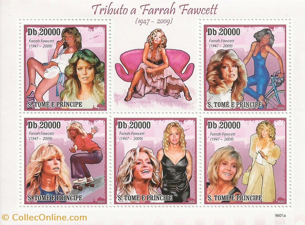 ZZZ Bloc (Sao Tome & Principe) 2009 Farrah Fawcett timbres zzz bloc sao tome principe 2009 farrah fawcett