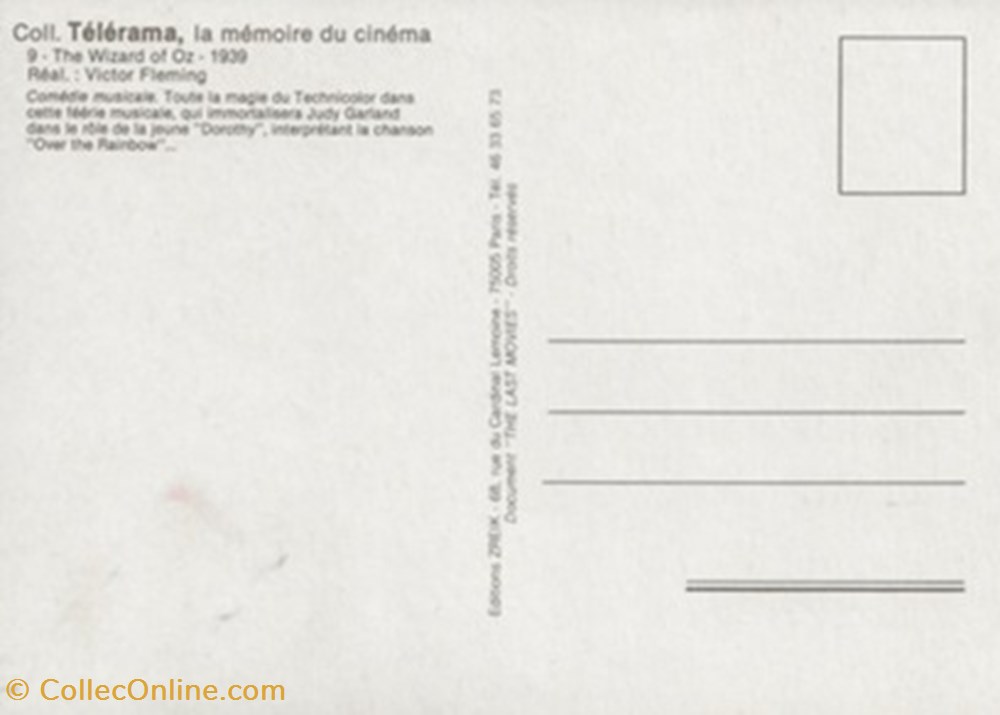 Le magicien d'Oz 2 cartes postales autres le magicien oz