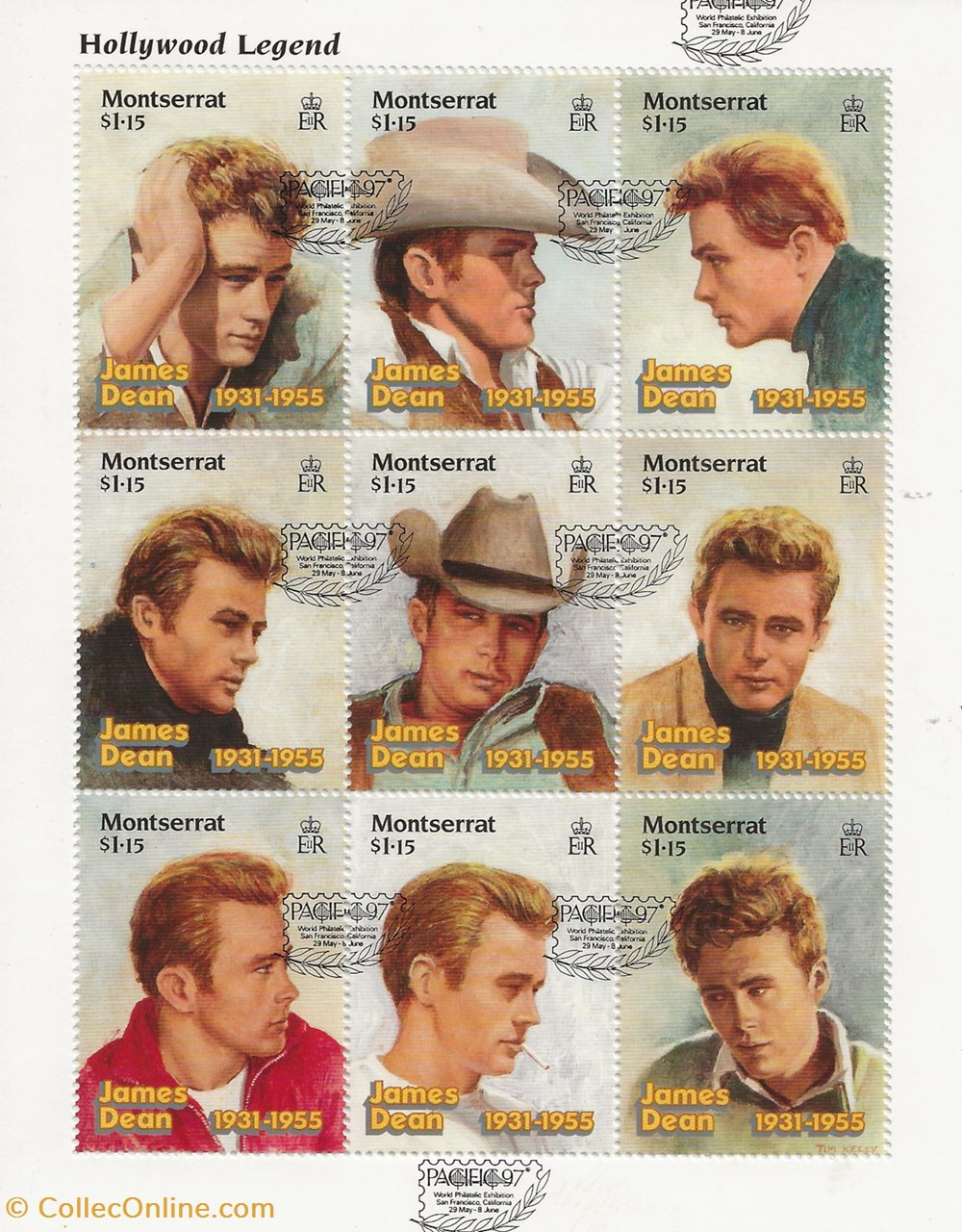 ZZZ Bloc (Montserrat) 1996 James Dean timbres zzz bloc montserrat 1996 james dean