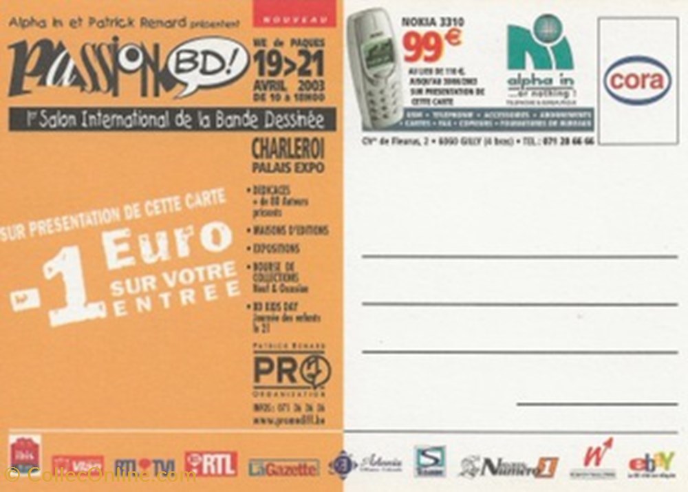 cartes postales bande dessinee charleroi belgique 2003