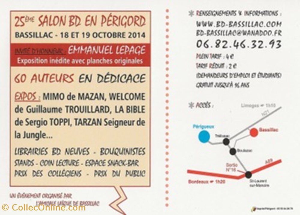 cartes postales bande dessinee bassillac 24 2014