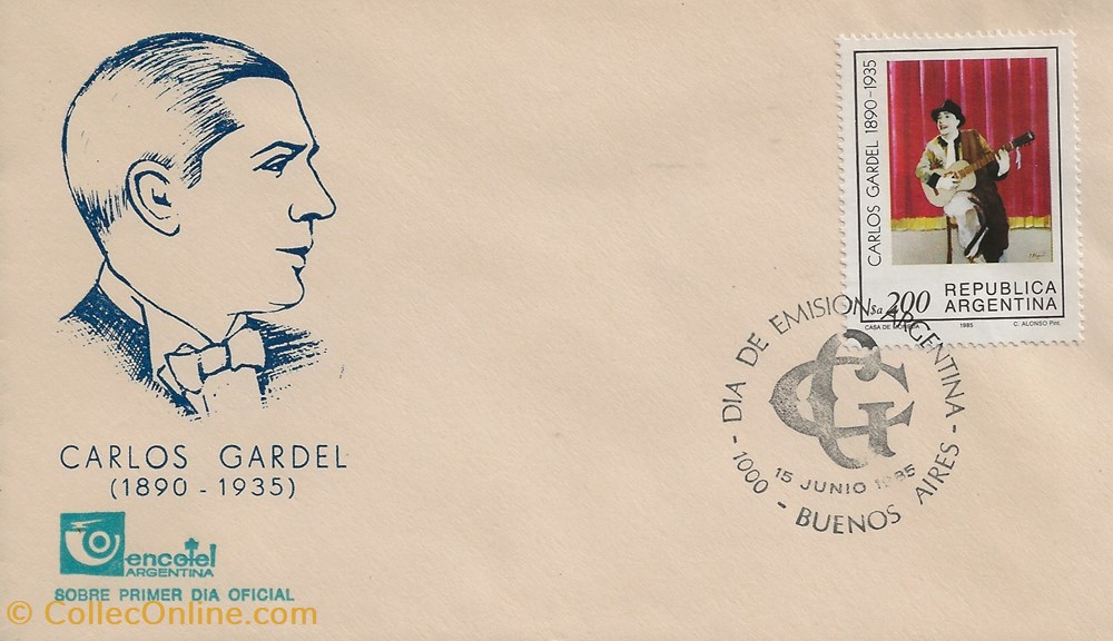Buenos Aires (Argentine) 1985 Carlos Gardel 3 timbres buenos aires argentine 1985 carlos gardel