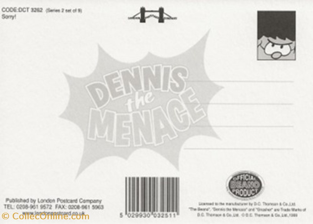 Dennis la Menace 2 cartes postales bande dessinee dennis la menace