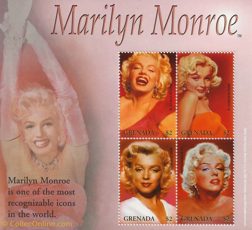 timbres zzz bloc grenada 2003 marilyn monroe