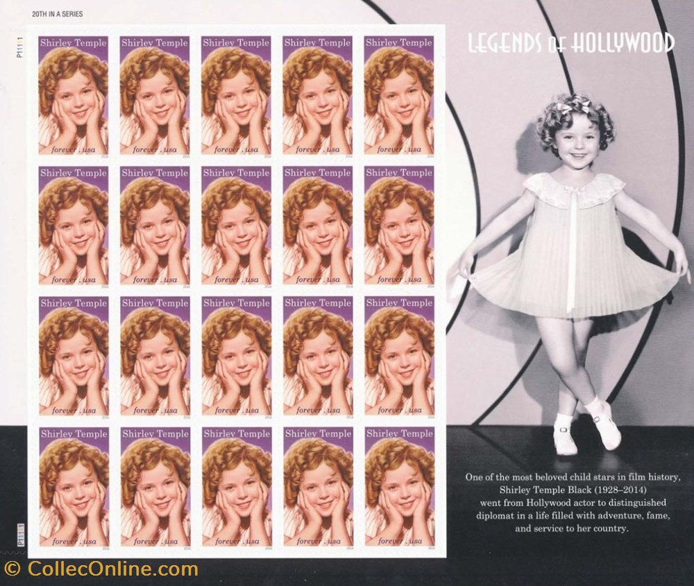 ZZZ Bloc (Etats-Unis) 2016 Shirley Temple - Legends of Hollywood timbres zzz bloc etats unis 2016 shirley temple legends of hollywood