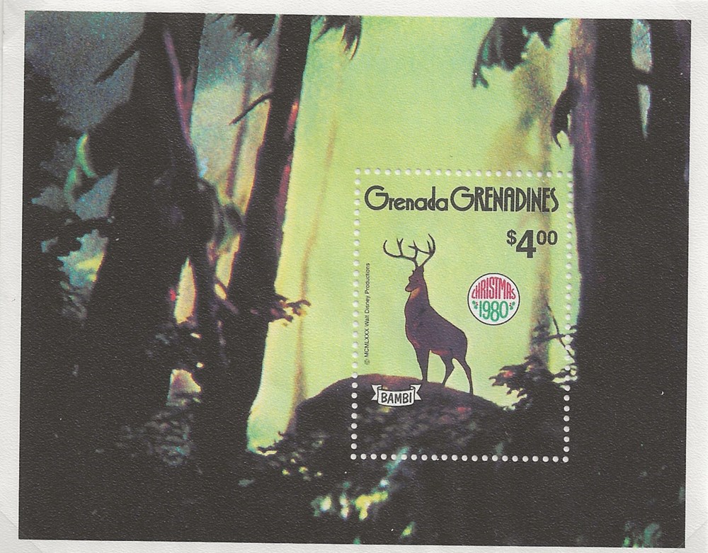 ZZZ Bloc (Grenada Grenadines) Bambi Walt Disney (2) timbres zzz bloc grenada grenadines bambi walt disney 2