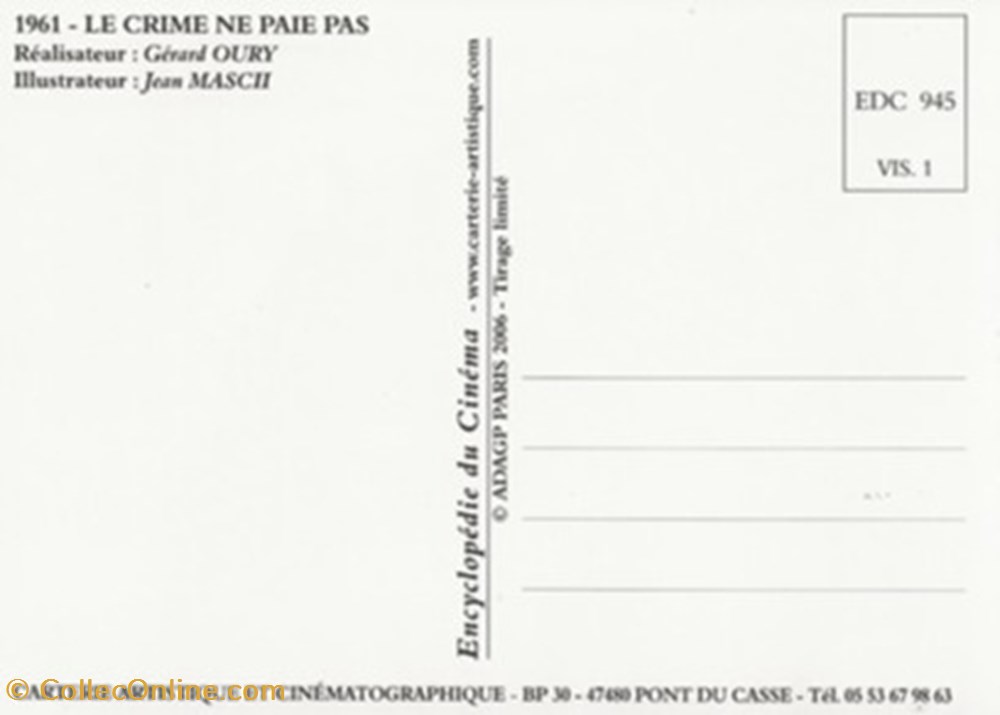 Le crime ne paie pas cartes postales autres le crime ne paie pas
