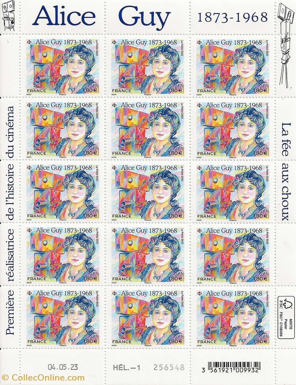 ZZZ 2023 Feuillet Alice Guy timbres zzz 2023 feuillet alice guy