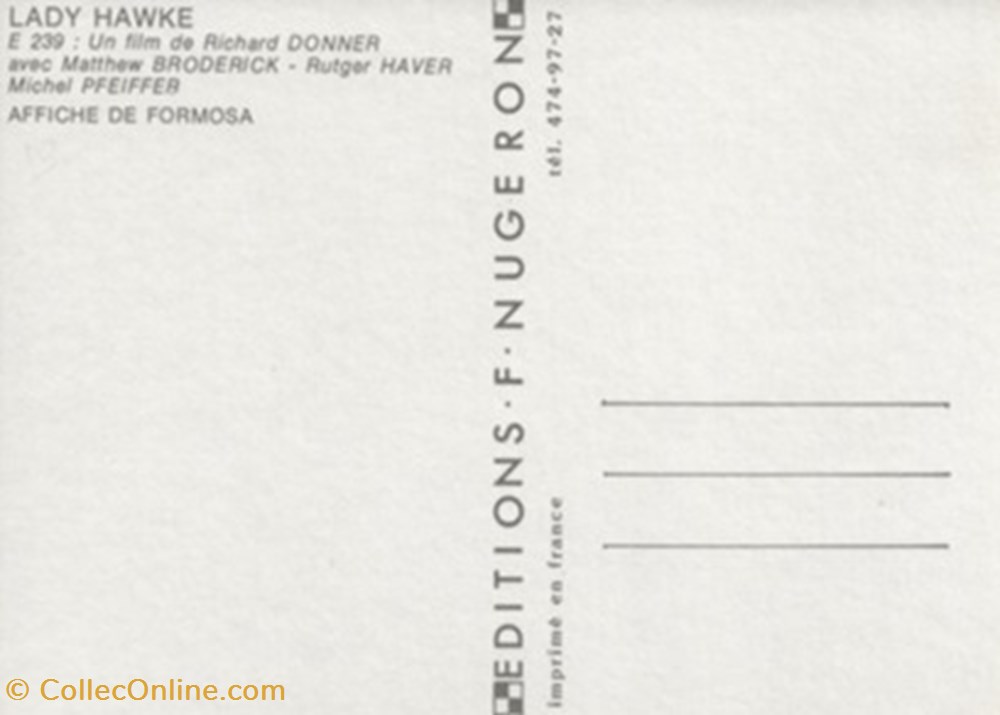 Ladyhawk, la femme de la nuit cartes postales autres ladyhawk la femme de la nuit