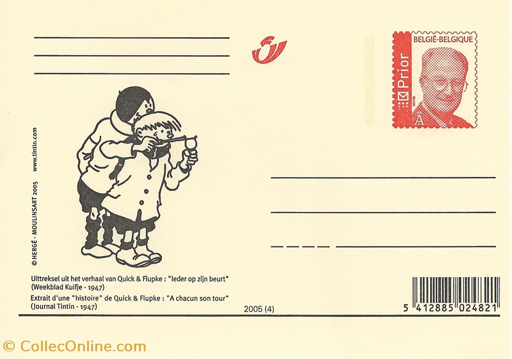 ZZ prêt à poster Belgique 2005 Quick & Flupke 1947 timbres zz pret a poster belgique 2005 quick flupke 1947